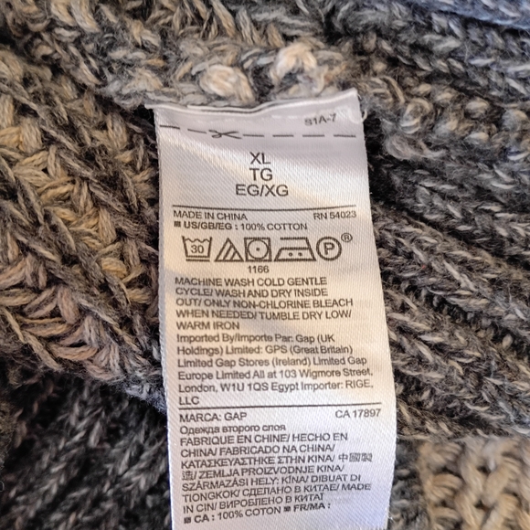 Gap 100% Cotton Thick Tunic Sweater Unisex XL Turtleneck Neutral Knit EUC 0007 - Picture 7 of 7